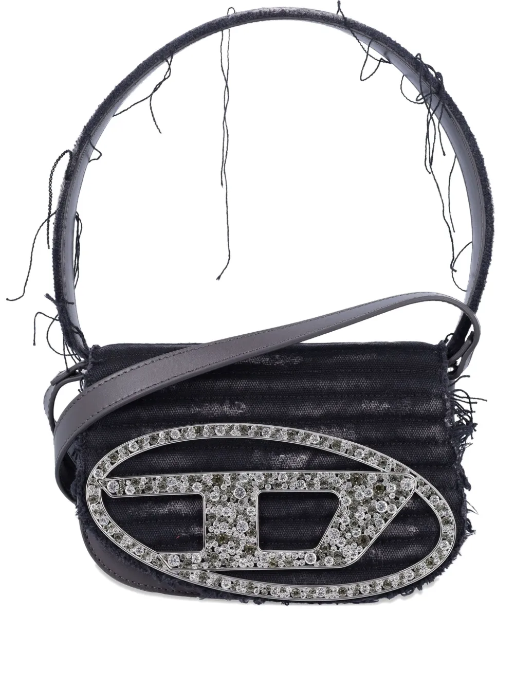 Diesel frayed logo-plaque tote bag - ブラック Diesel frayed logo-plaque tote bag - ブラック