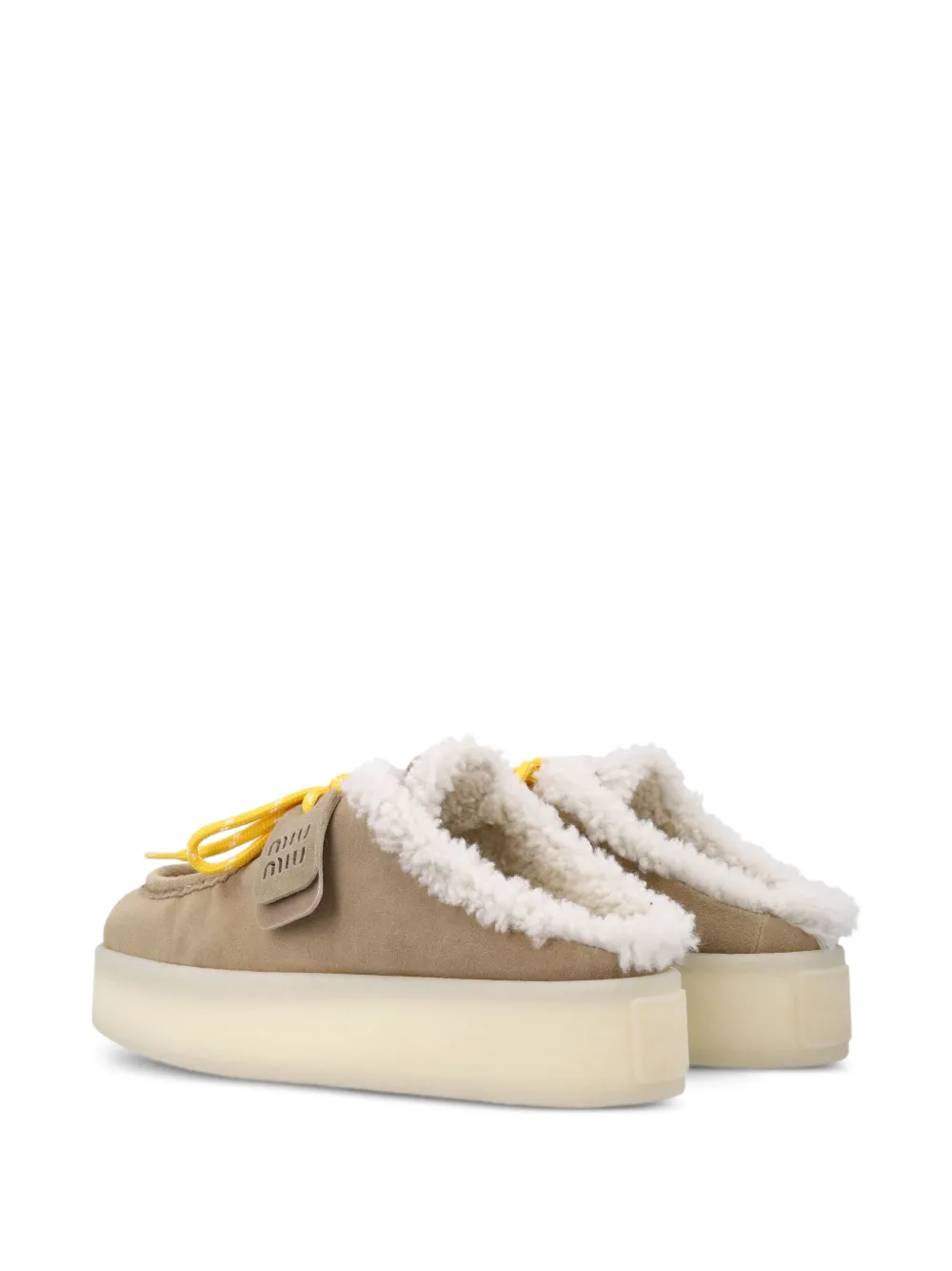 Miu 45 mm slippers met plateauzool Beige