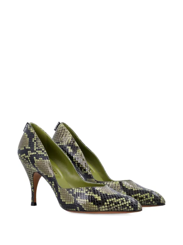 Miu Miu 85mm Pointed snake-effect Court Shoes | Green | FARFETCH
