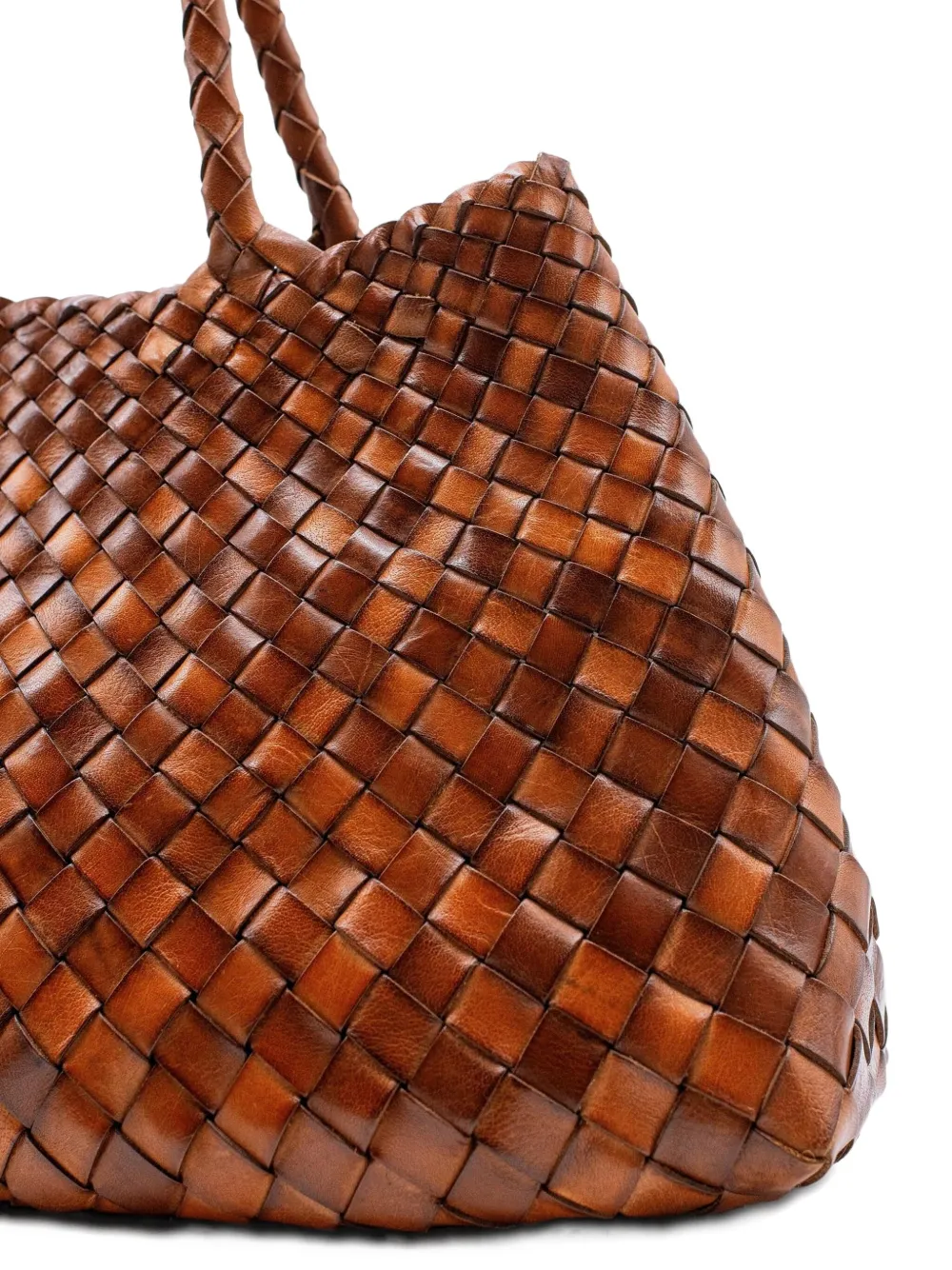 Dragon Diffusion Woven Leather Shoulder Bag In Brown