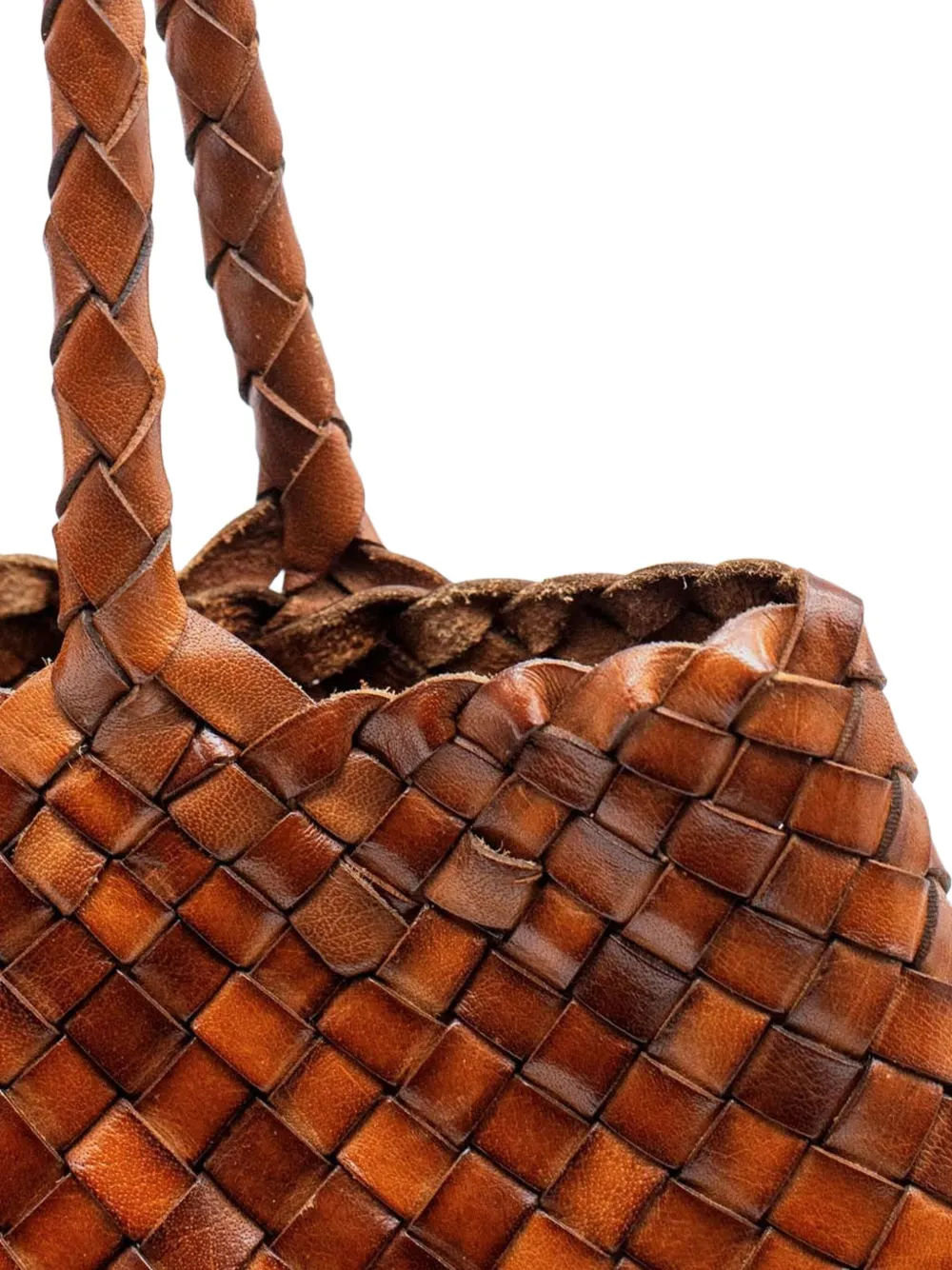 Dragon Diffusion Woven Leather Shoulder Bag In Brown