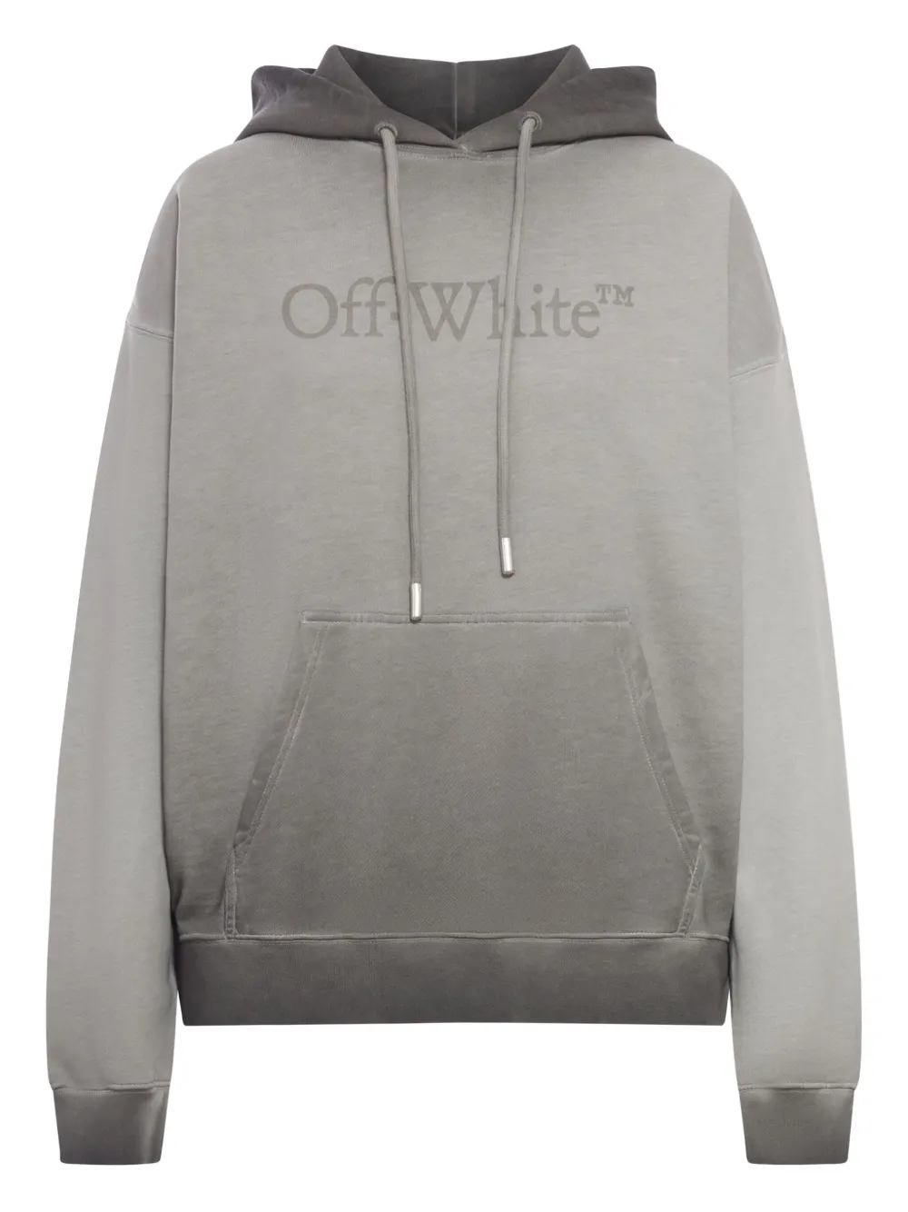 Off-white Hoodie In Cotton With Degraded Effect In Gray