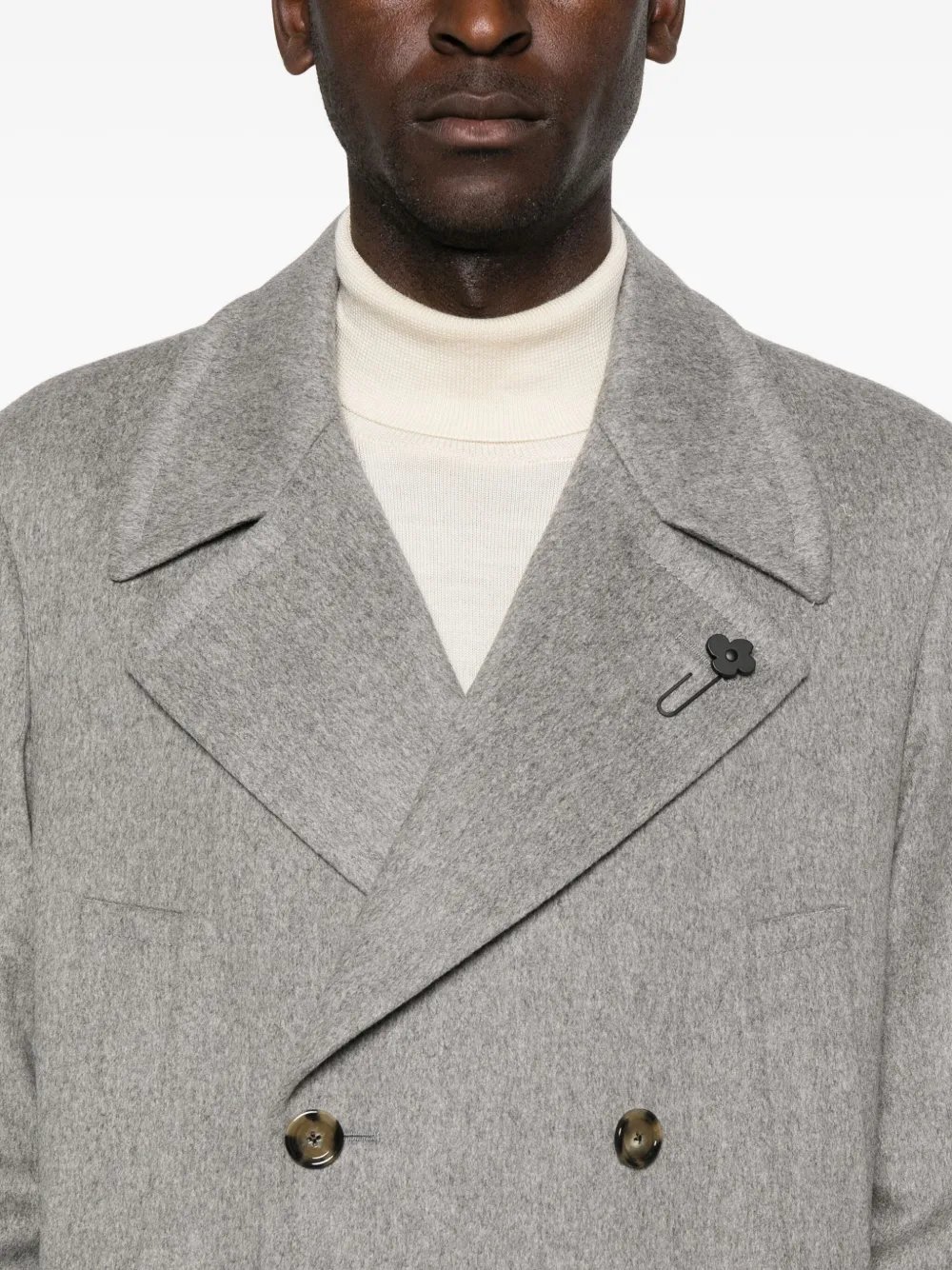 Lardini Wollen jas met dubbele rij knopen Grijs