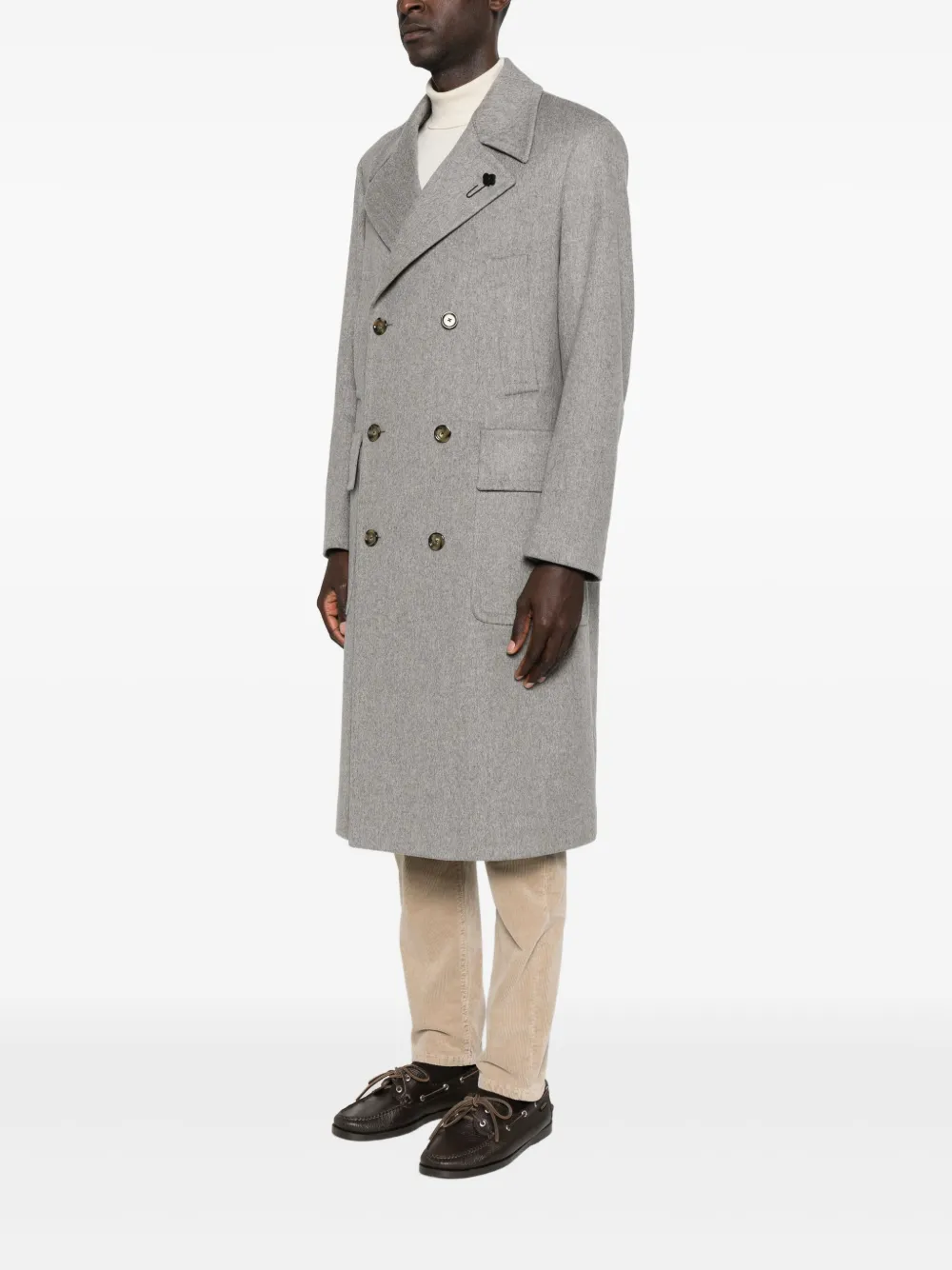 Lardini Wollen jas met dubbele rij knopen Grijs