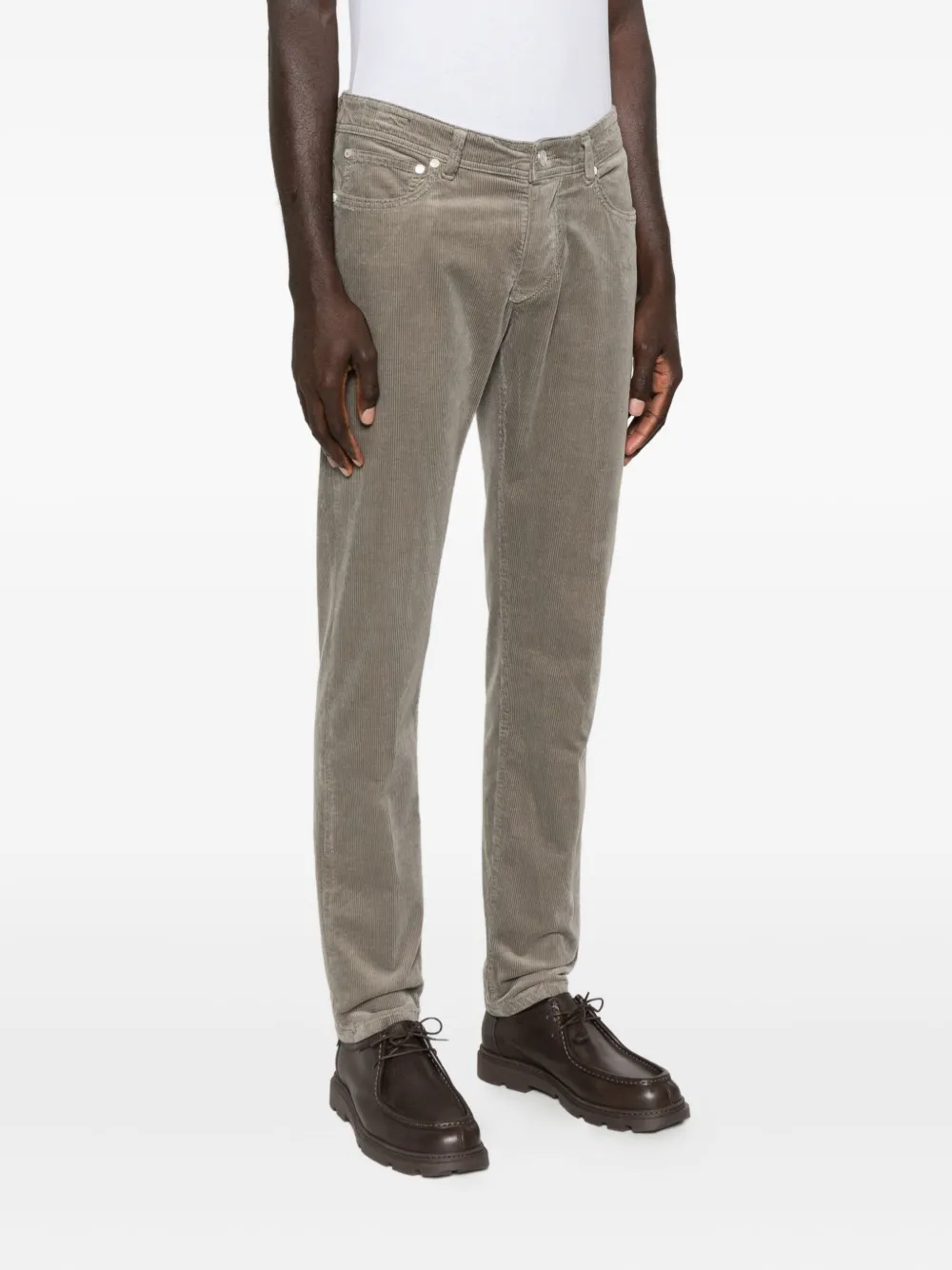 Barba Ribfluwelen broek Beige