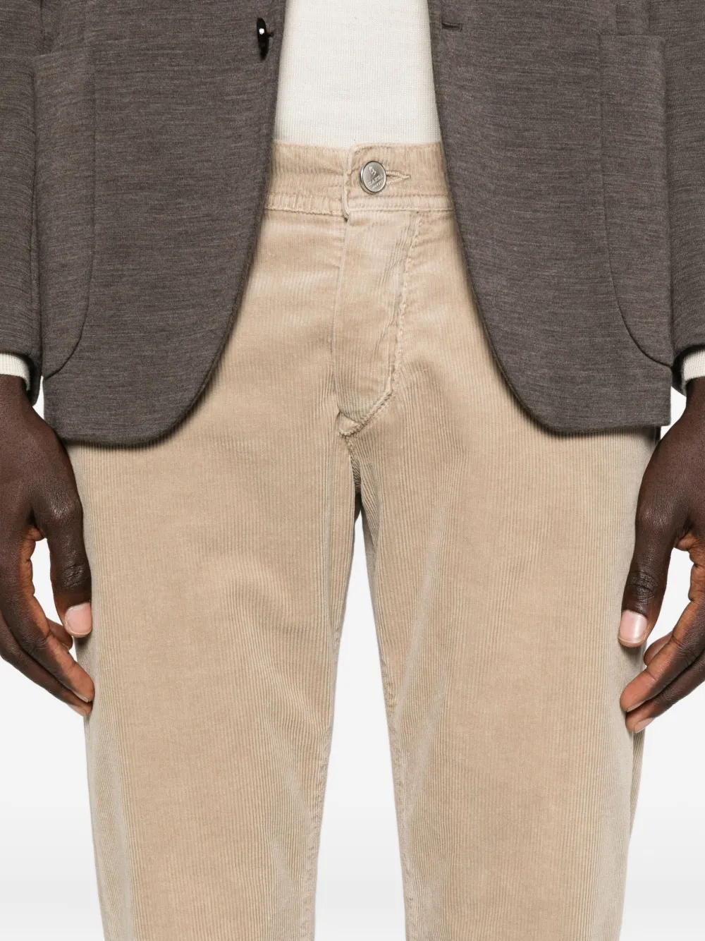 Barba Ribfluwelen broek Beige