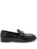 FENDI logo-detail leather loafers - Black