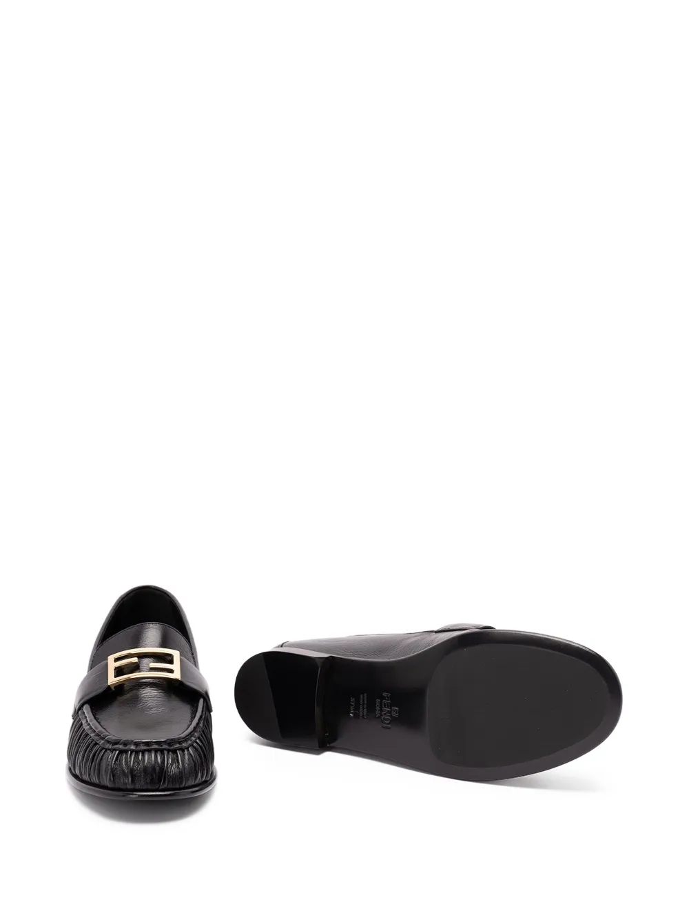 FENDI logo-detail leather loafers Zwart