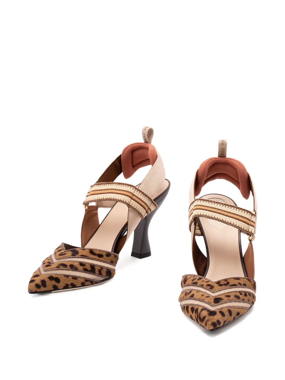 FENDI 85 mm Colibrì pumps met luipaardprint Bruin