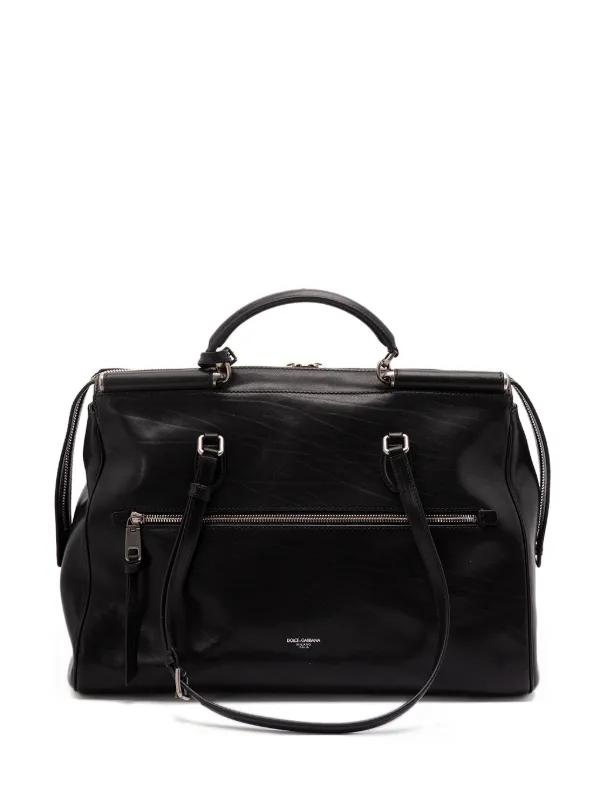 Dolce & Gabbana Vittoria zip-top Leather Luggage | Black | FARFETCH CA