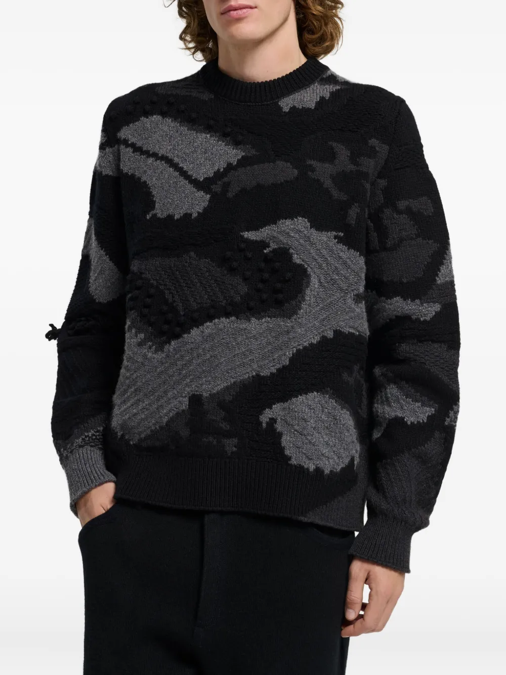 Barrie Patterned-intarsia Sweater In Black