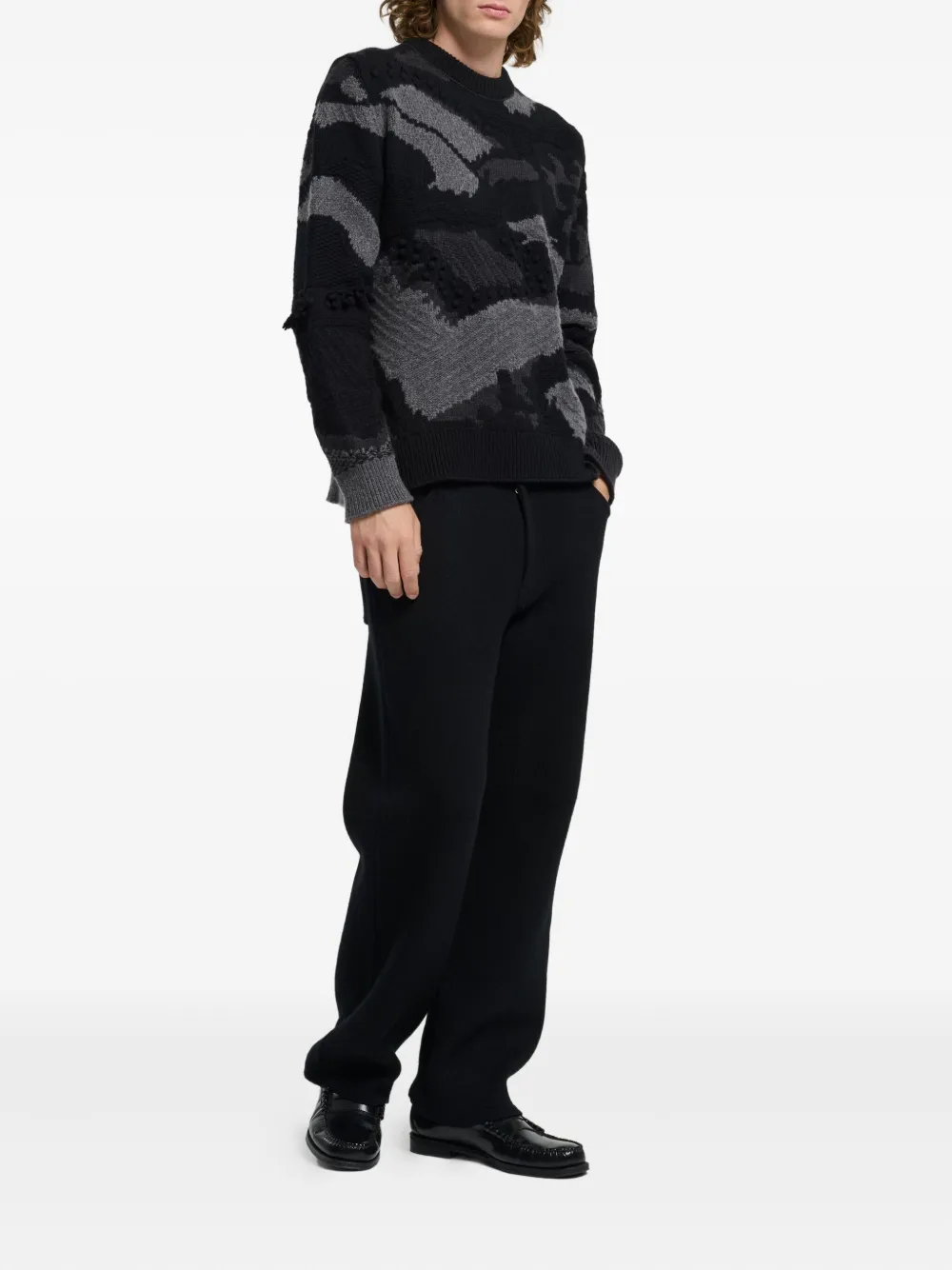 Barrie Patterned-intarsia Sweater In Black