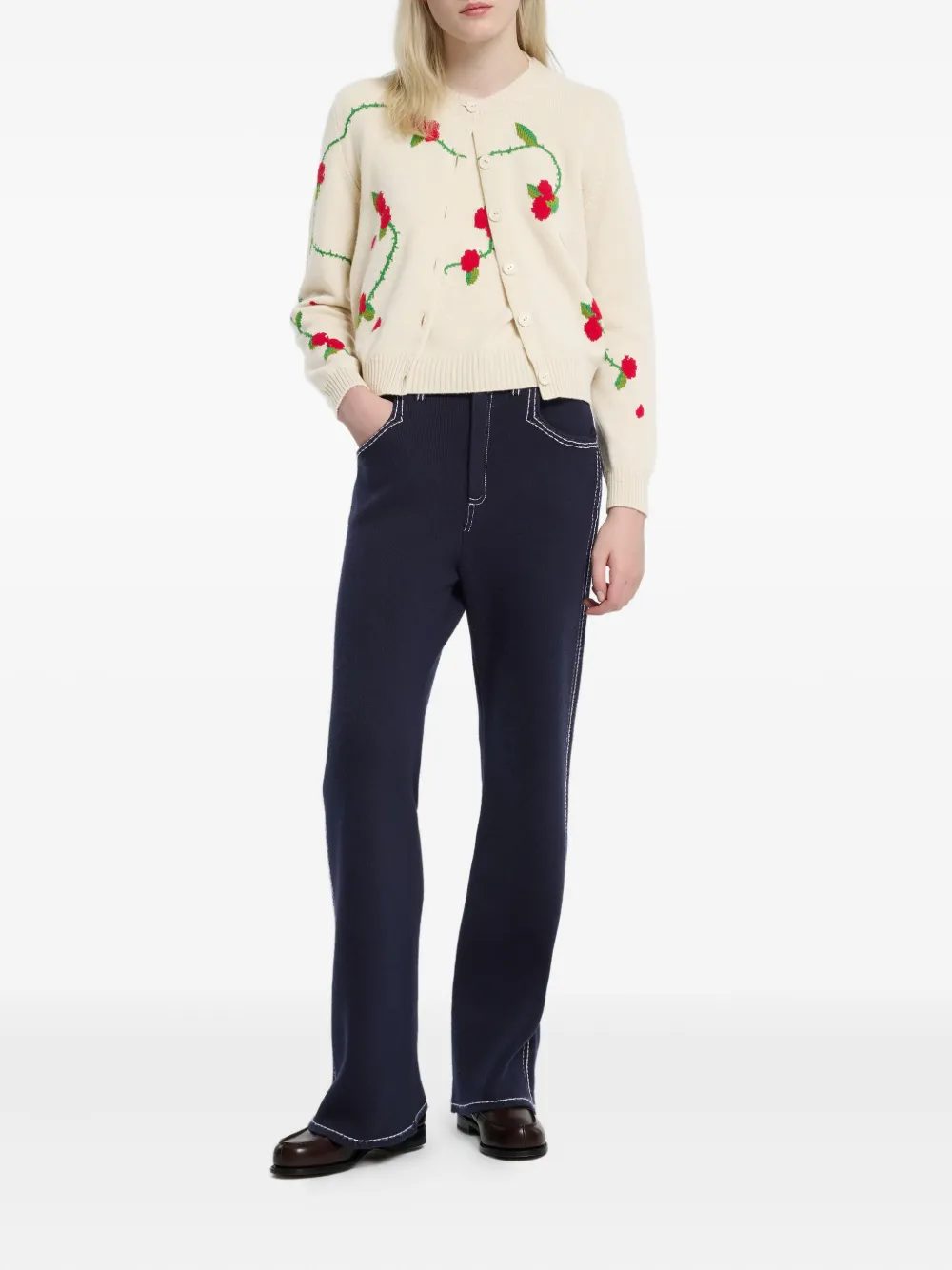 Barrie Floral-intarsia Cardigan In Neutral