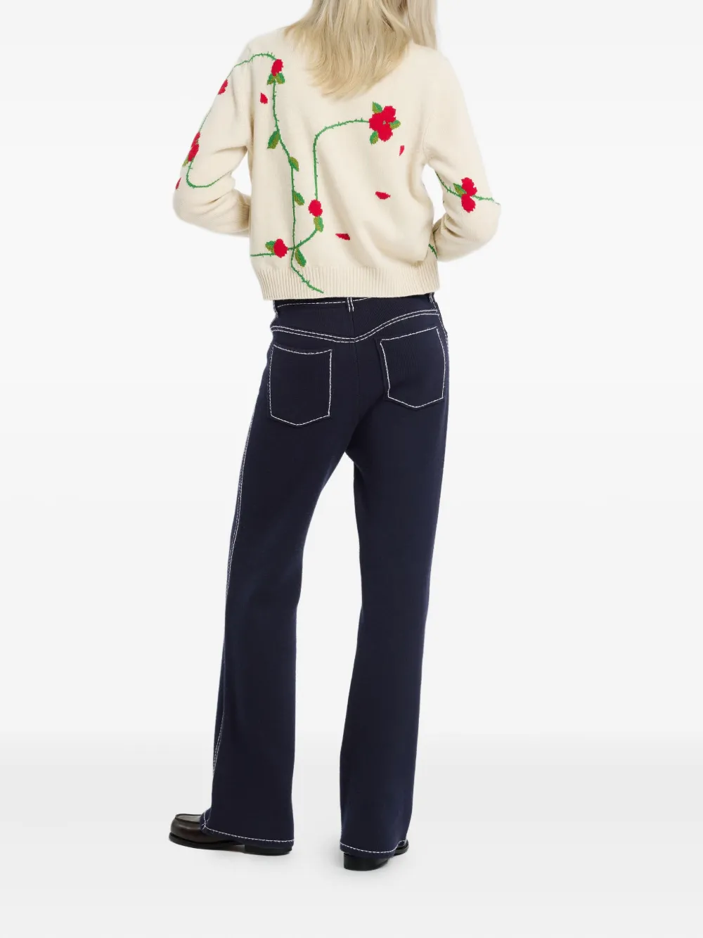 Barrie Floral-intarsia Cardigan In Neutral