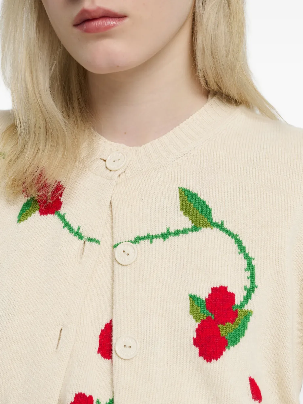 Barrie Floral-intarsia Cardigan In Neutral