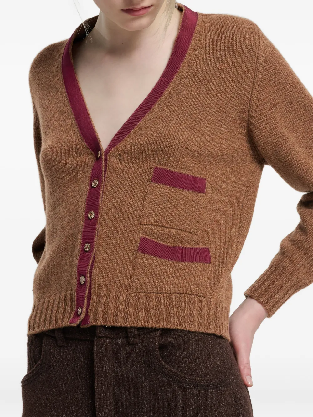 Barrie Vest met strik Bruin