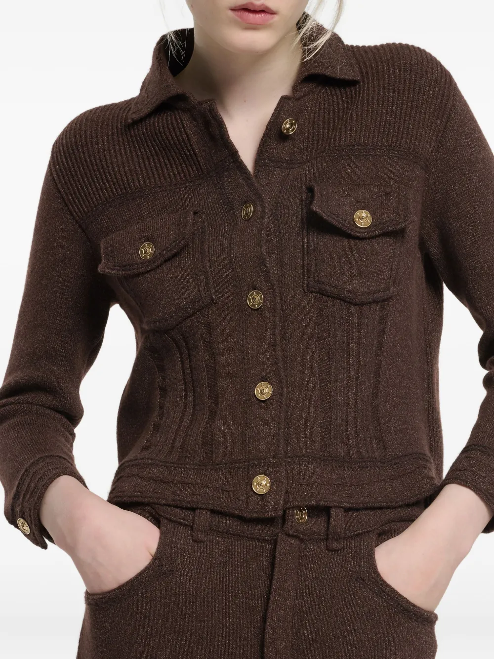 Barrie Knitted Jacket In Brown