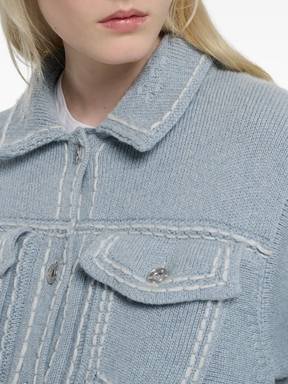 Barrie Contrast-stitching Jacket In Blue