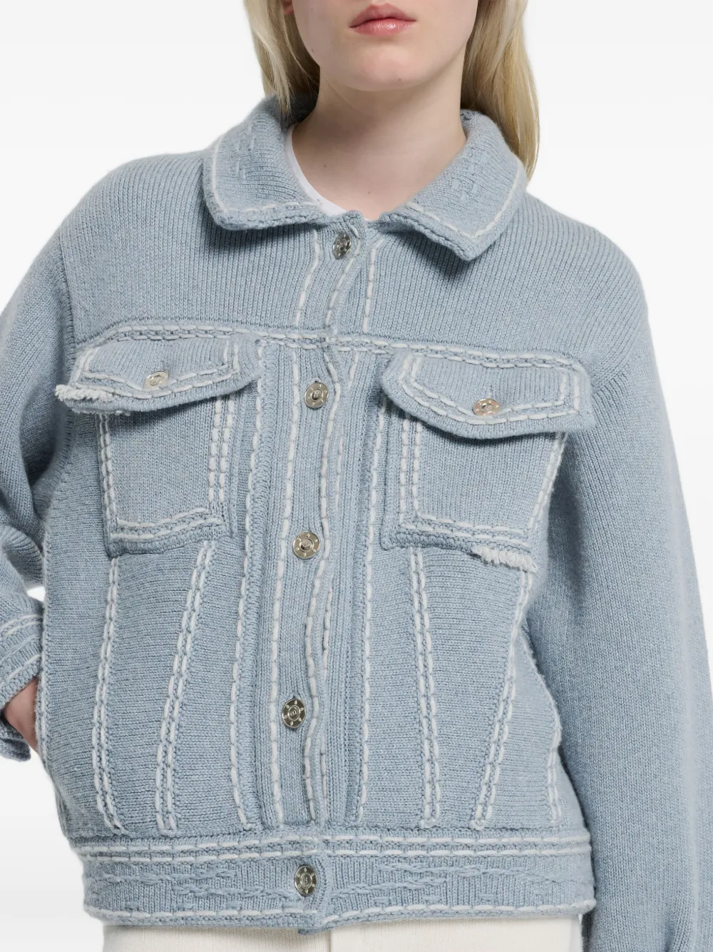 Barrie Contrast-stitching Jacket In Blue