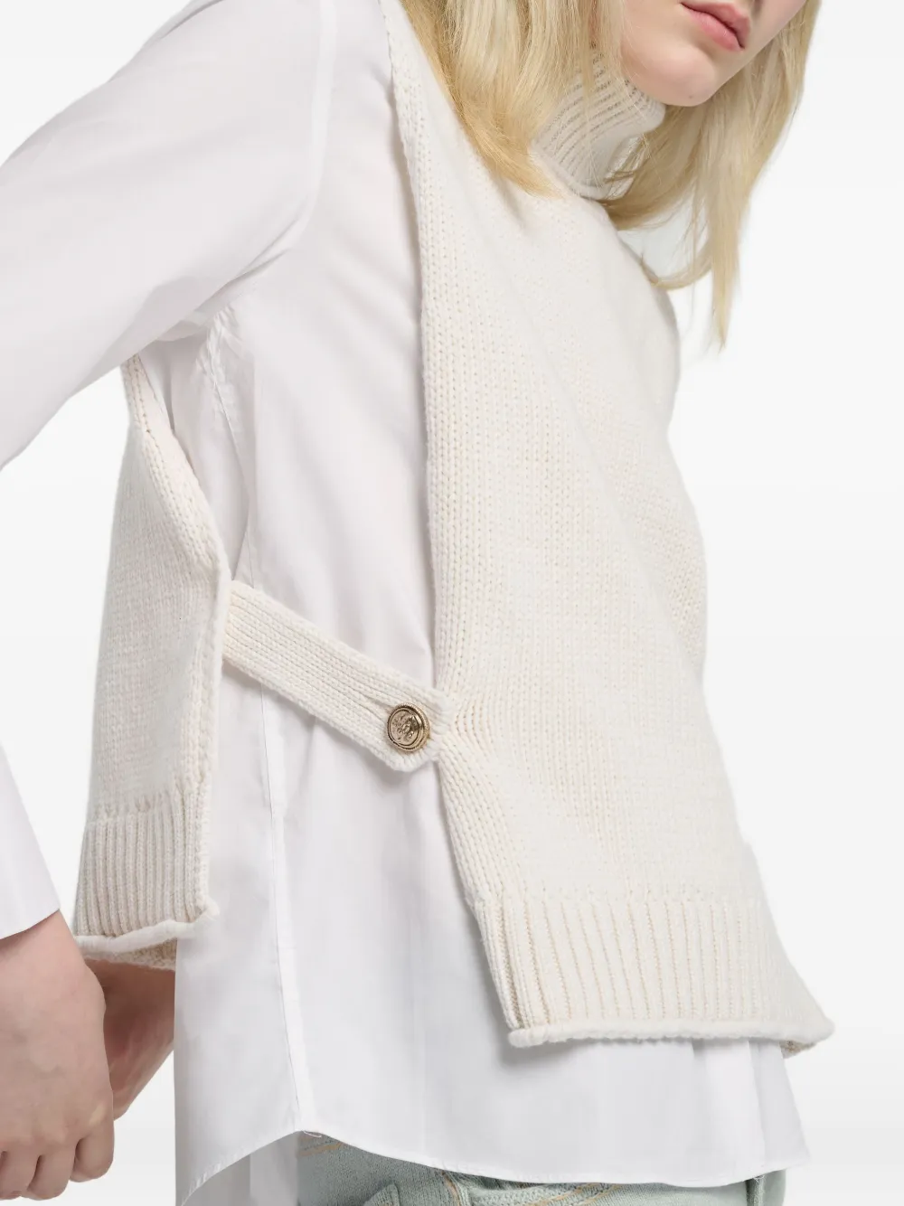 Barrie Roll-neck Vest In White