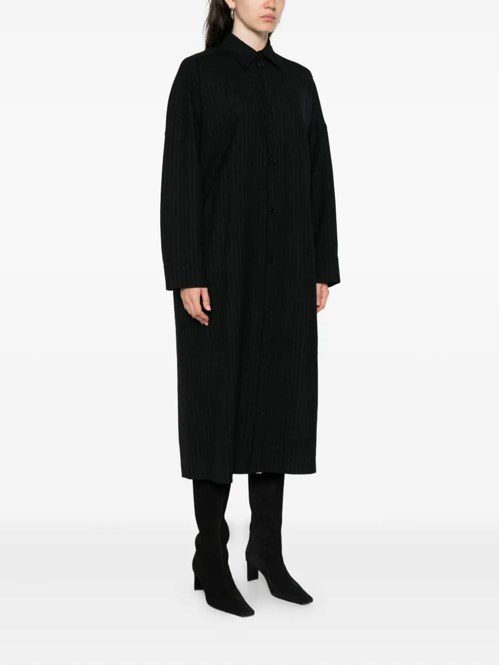 Soh Pinstripe-pattern Dress In Black