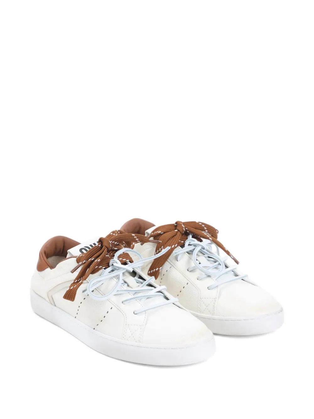 Miu Miu leather lace-up sneakers - Wit