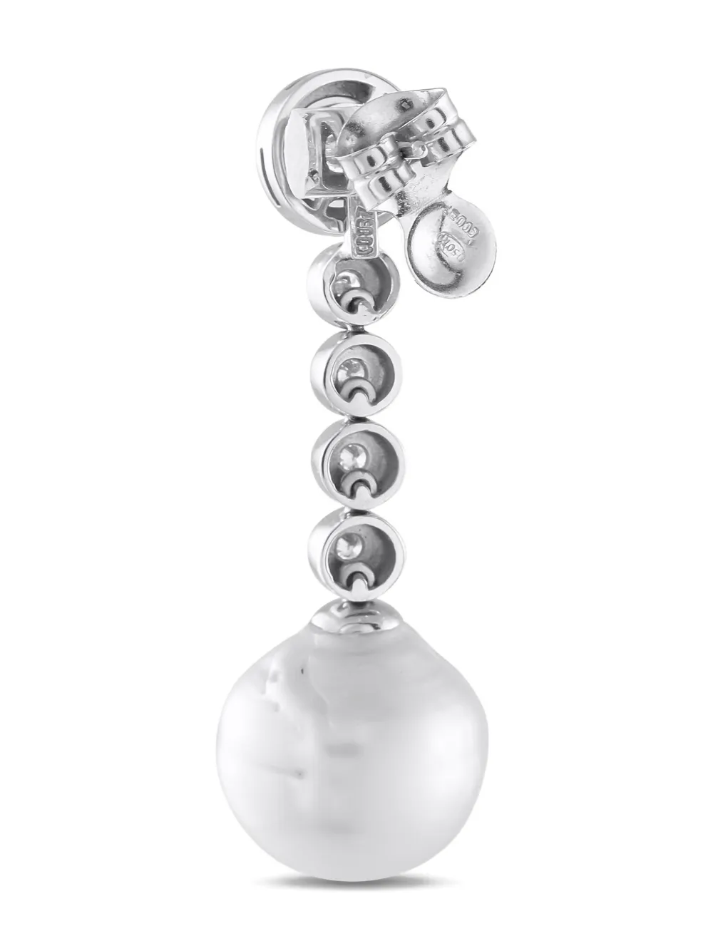 Pre-owned Lb Exclusive 18k White Gold Diamond And Pearl Earrings In Silver