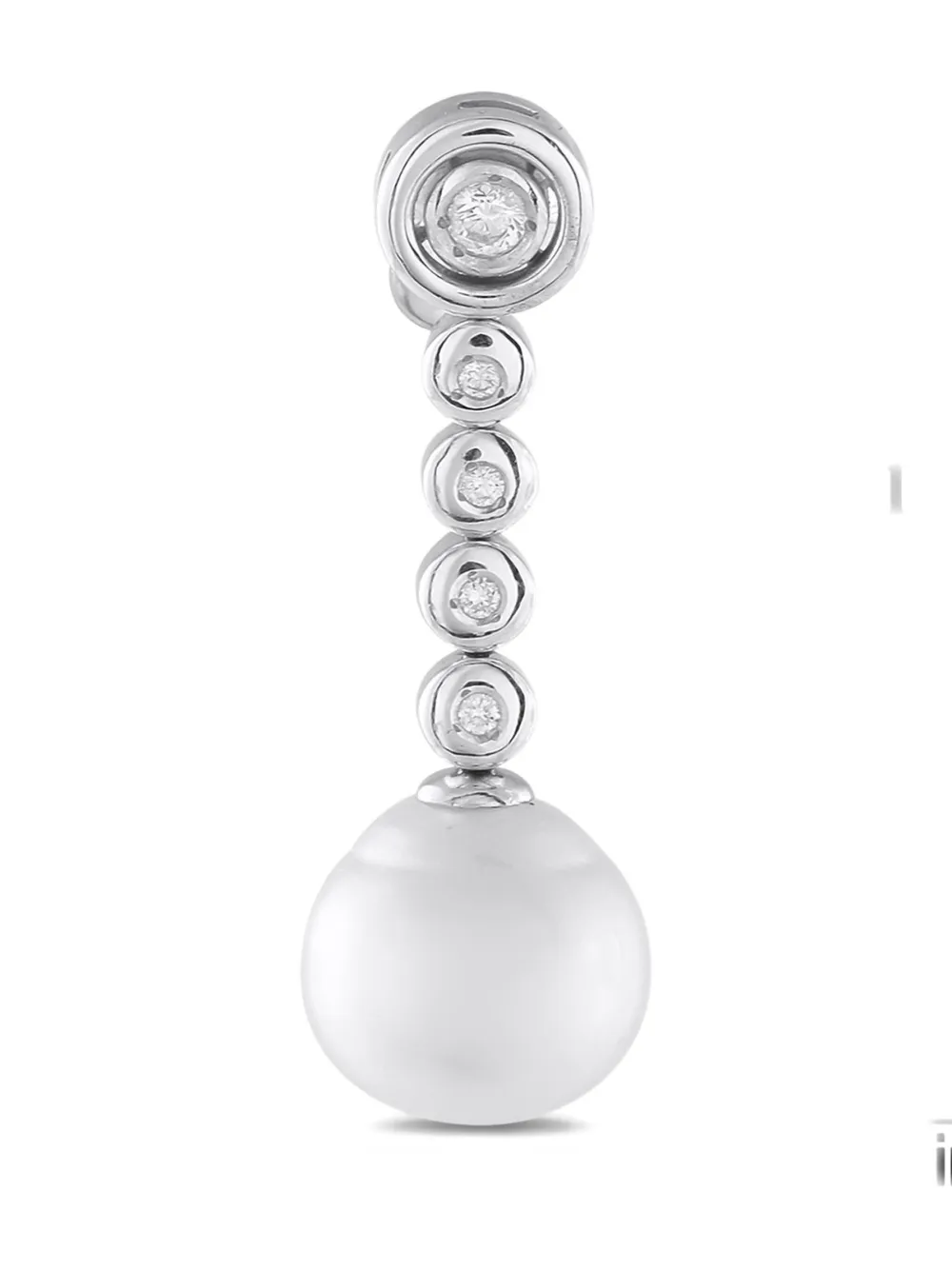 Pre-owned Lb Exclusive 18k White Gold Diamond And Pearl Earrings In Silver