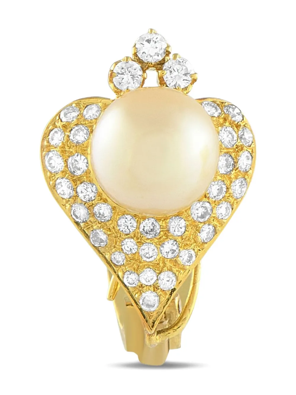 LB Exclusive 14K yellow gold diamond and pearl earrings | Image 2