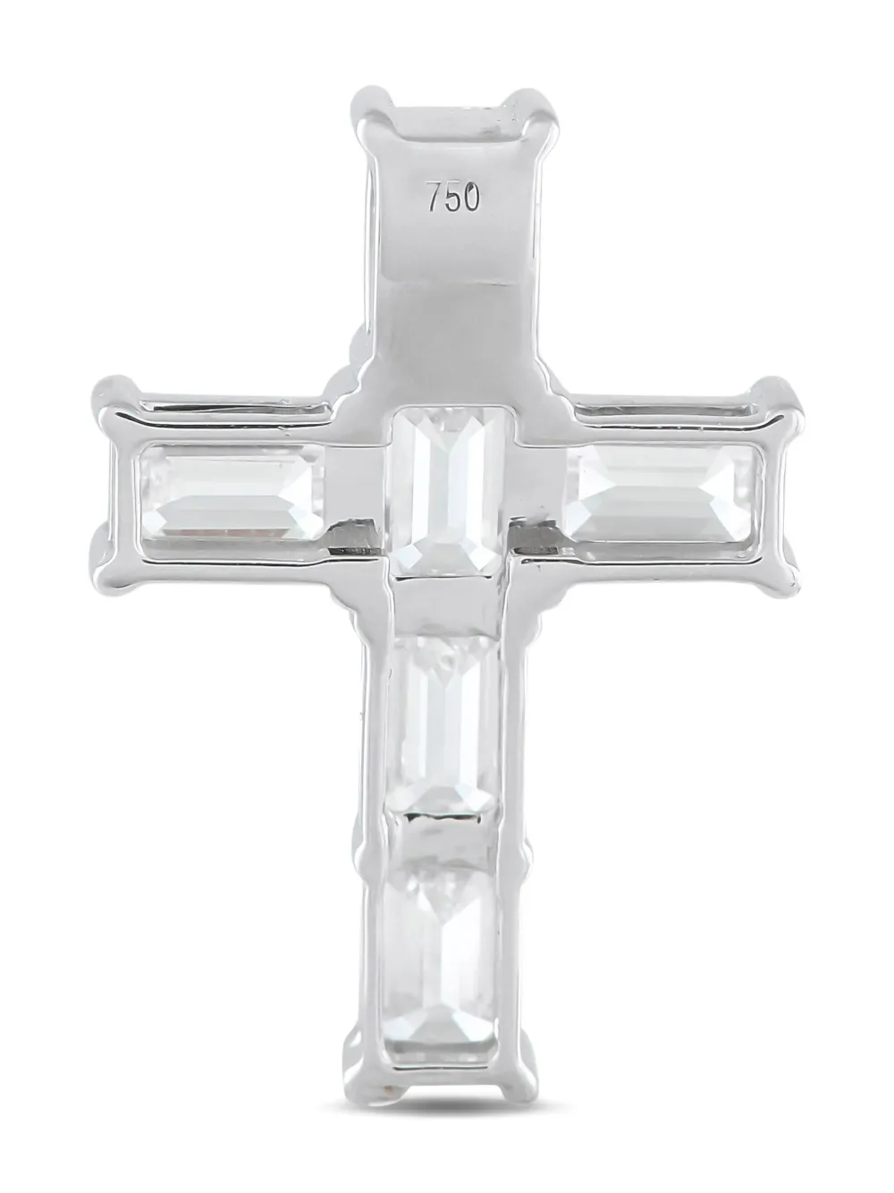 Pre-owned Lb Exclusive 18k White Gold Cross Diamond Pendant In Silver