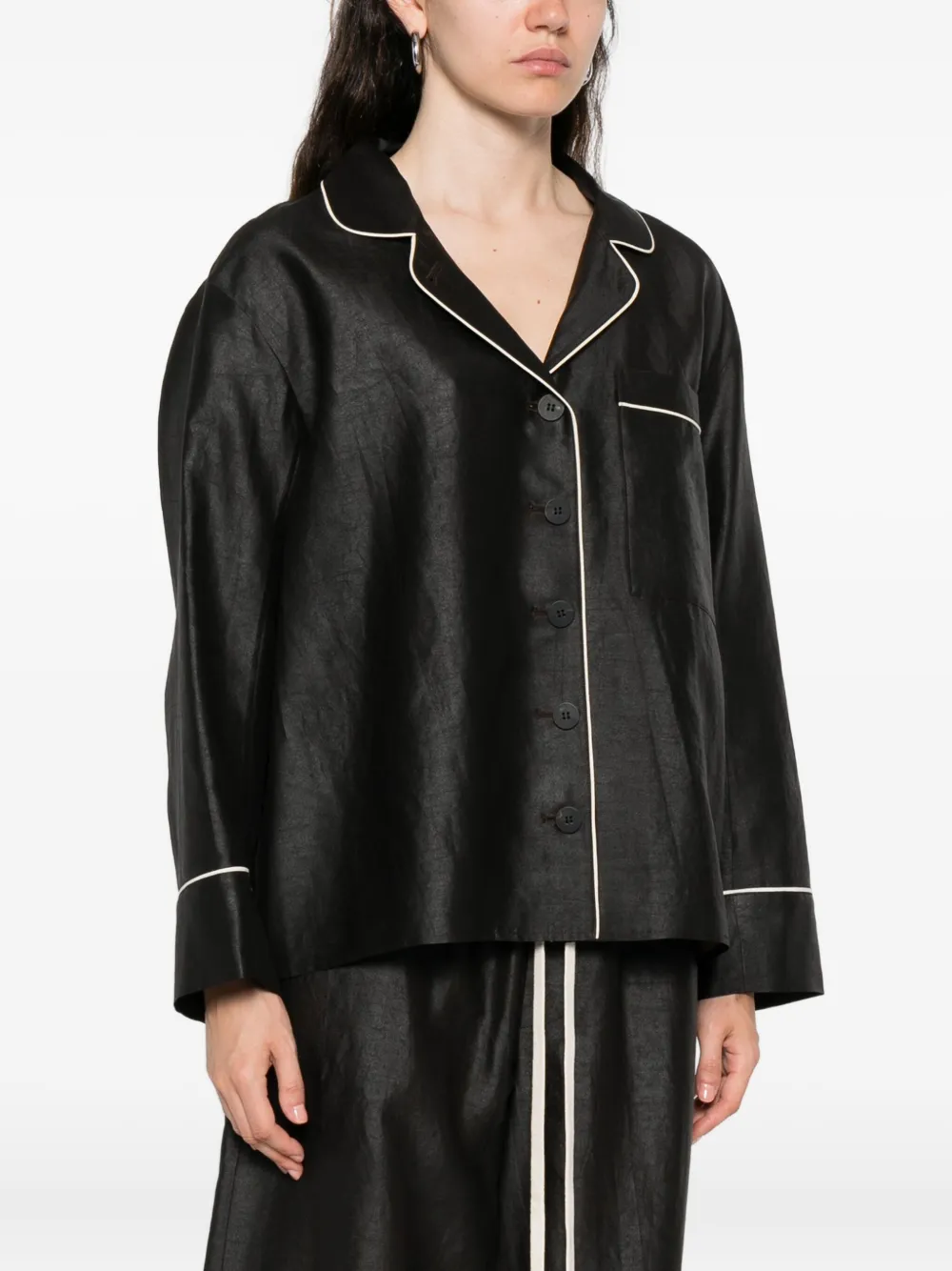 Soh Piped-detail Buttoned Shirt In Black