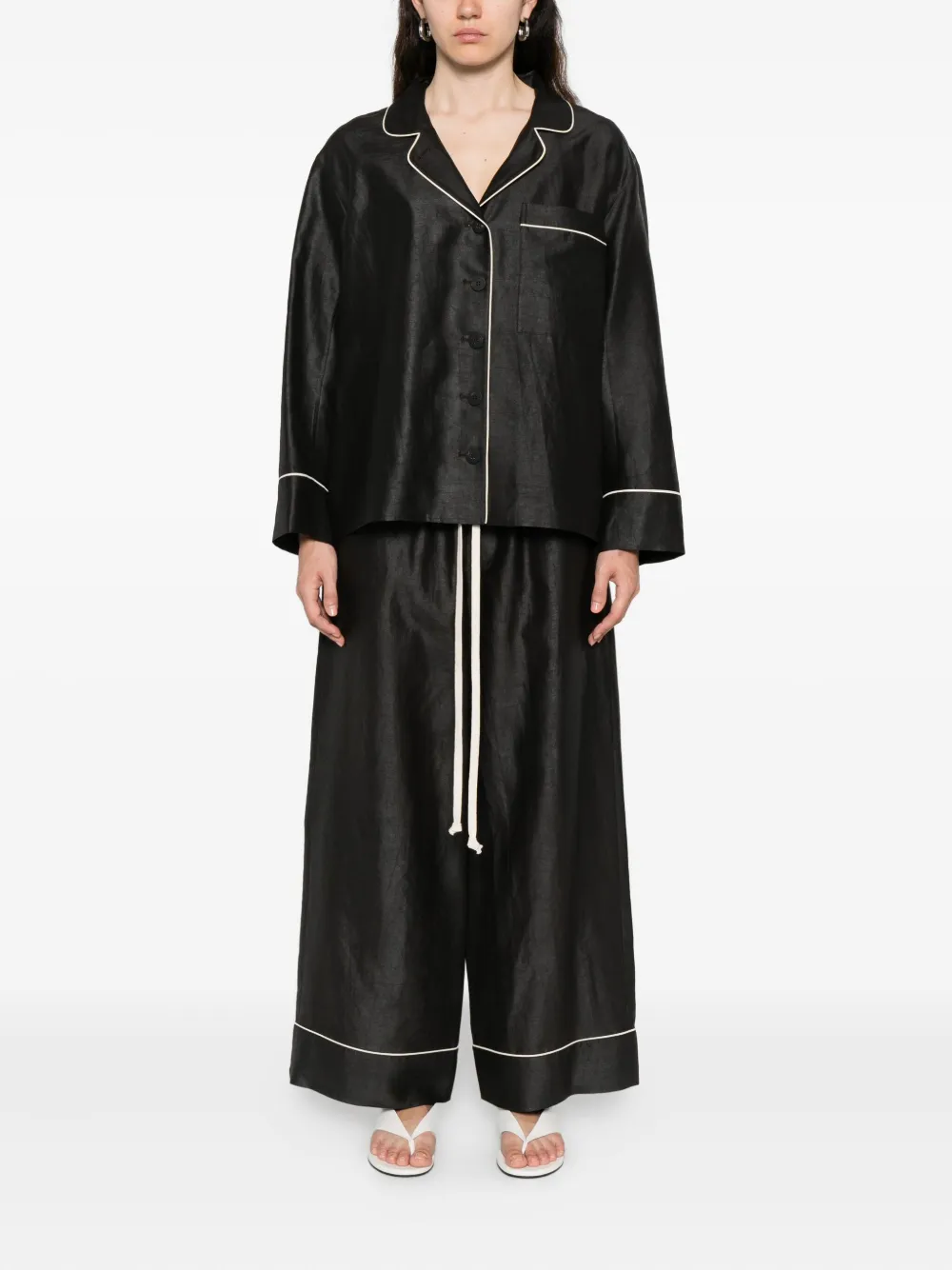 Soh Piped-detail Buttoned Shirt In Black