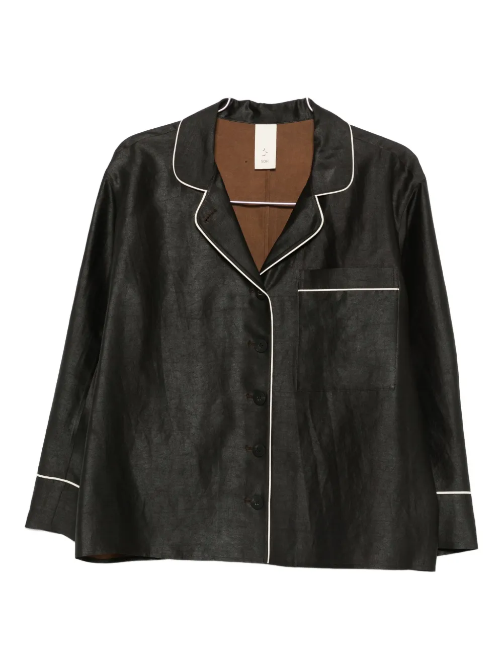 SOH piped-detail buttoned shirt - ブラック SOH piped-detail buttoned shirt - ブラック
