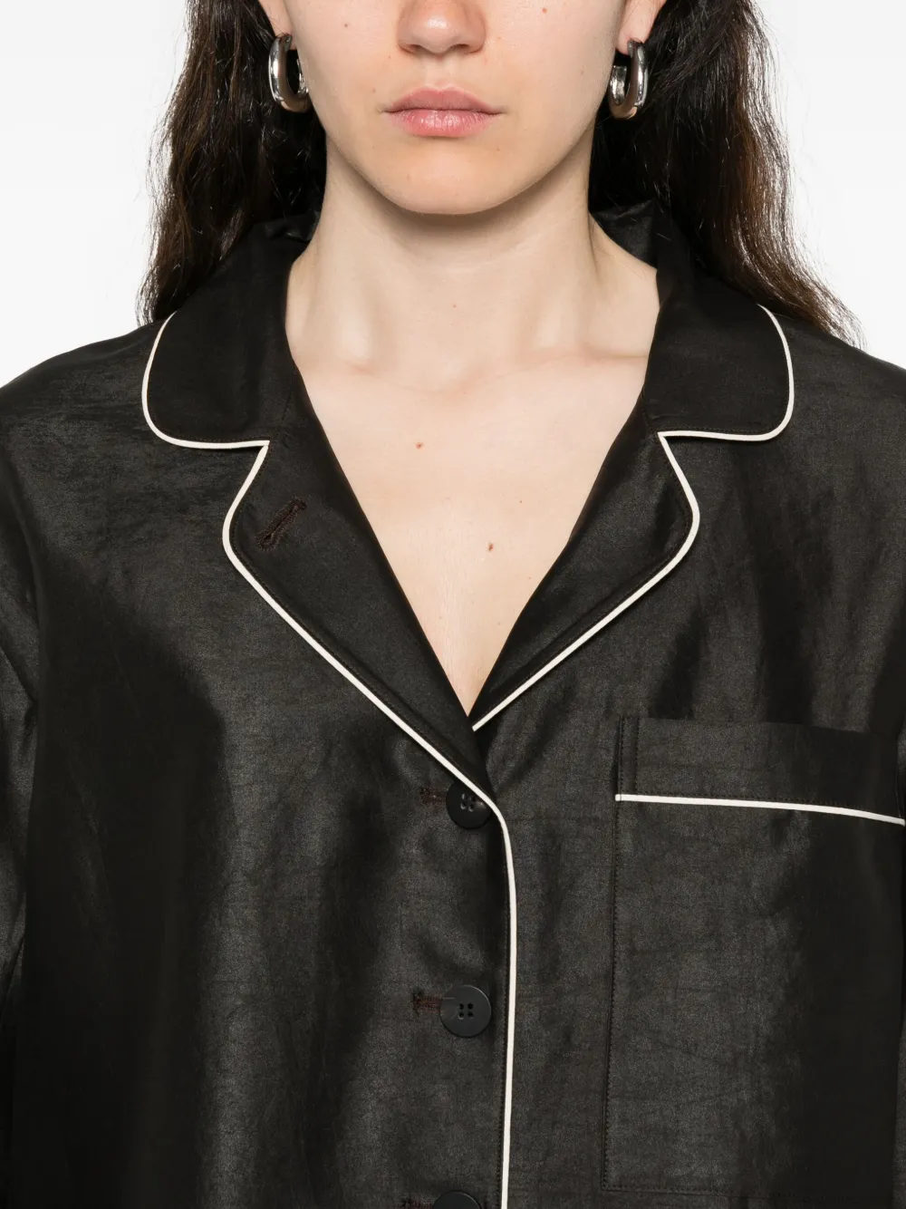 Soh Piped-detail Buttoned Shirt In Black