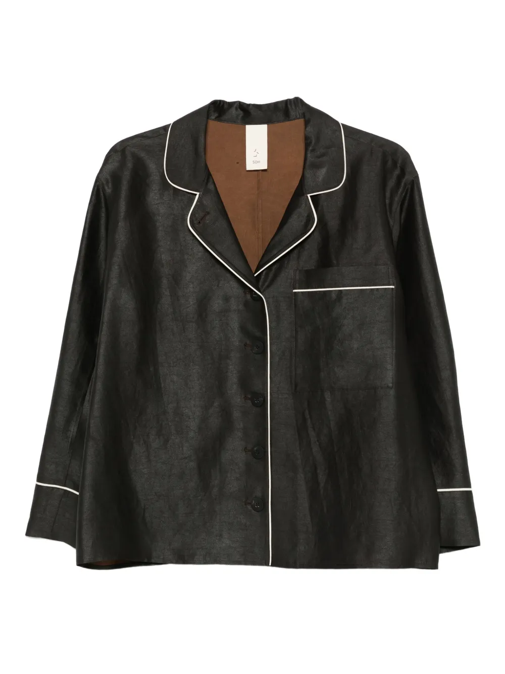 SOH piped-detail buttoned shirt | Black | Image 1