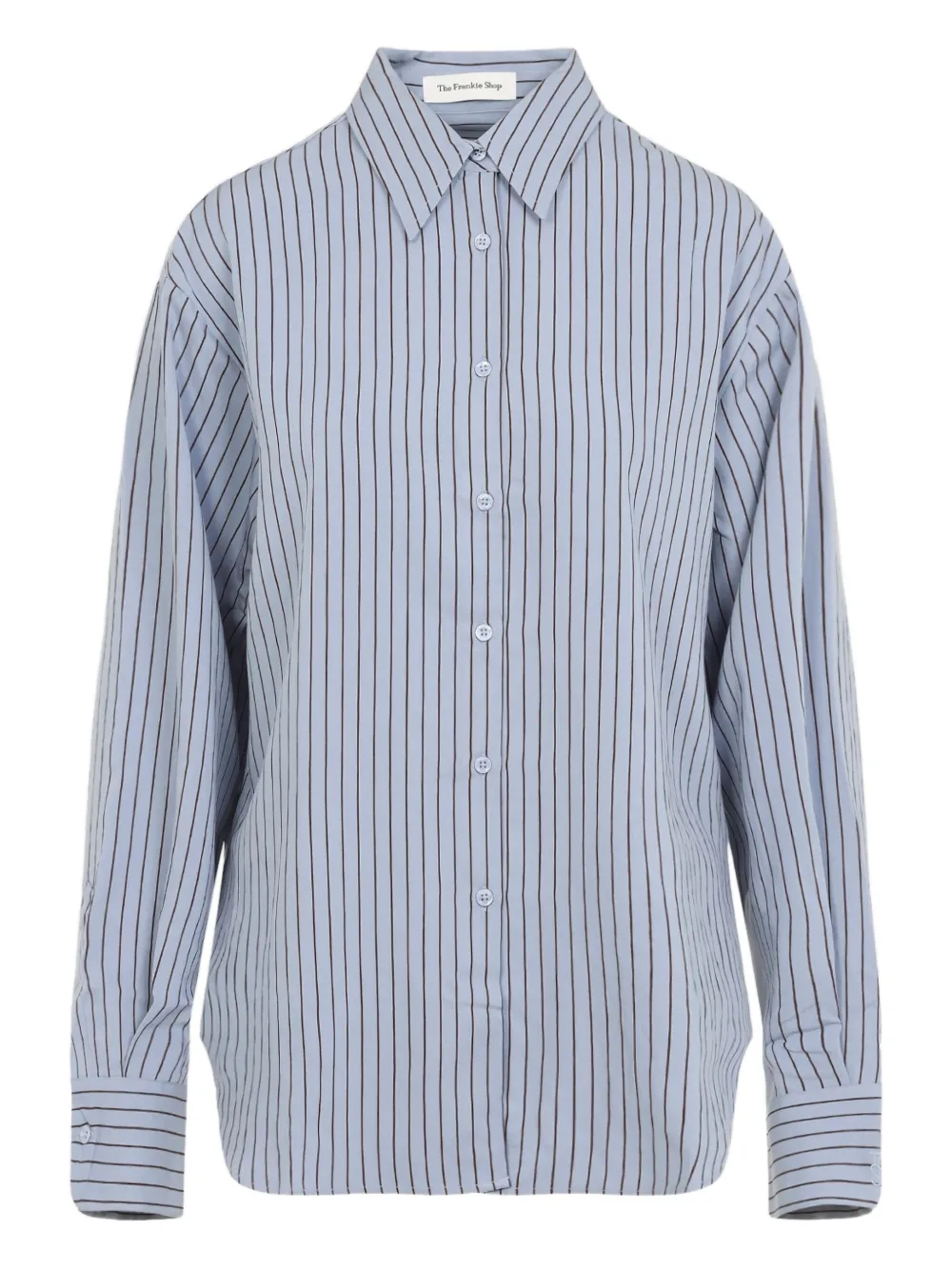 The Frankie Shop Striped Lyocell Shirt Dropped Shoulders In Blue