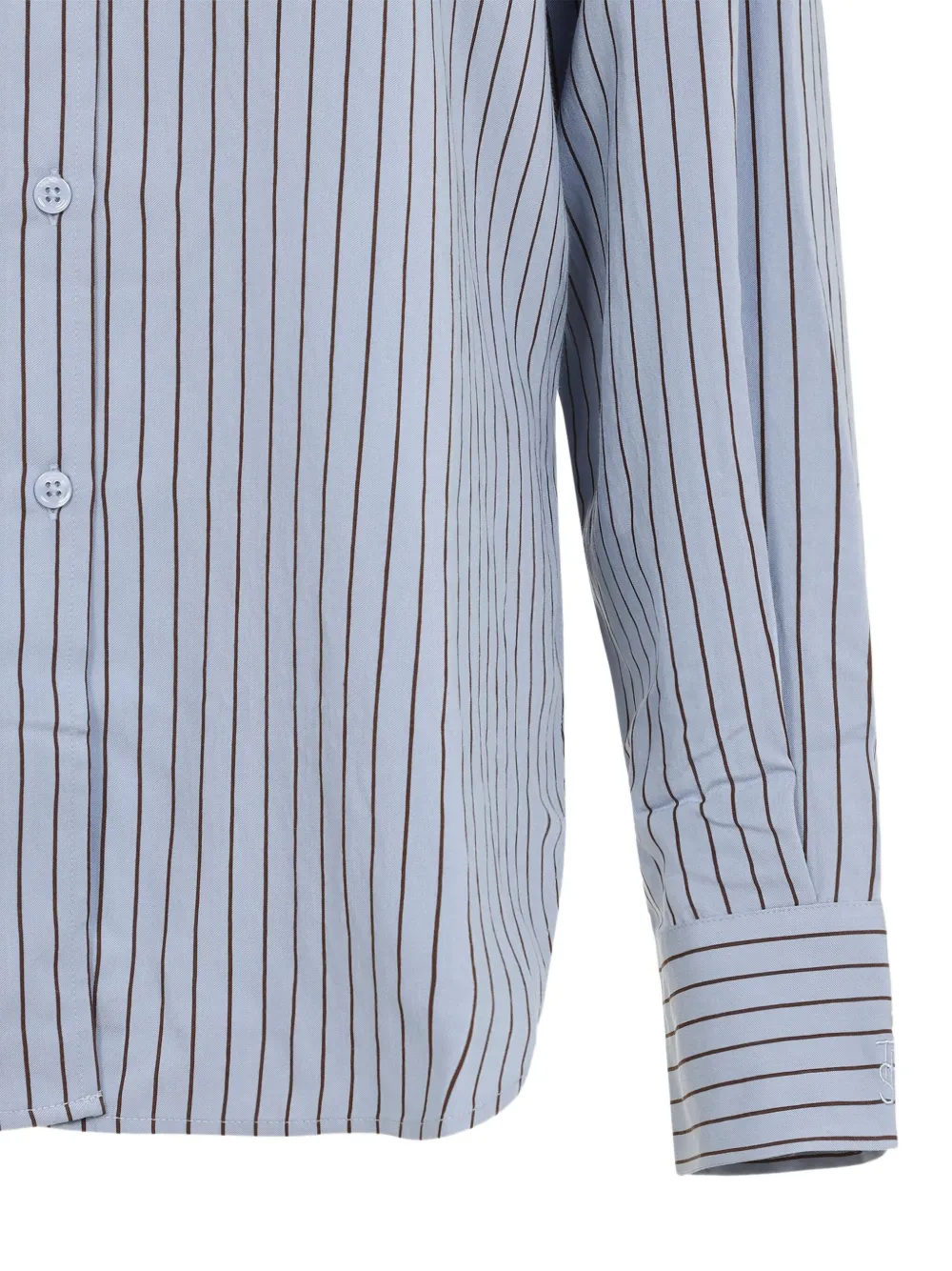 The Frankie Shop Striped Lyocell Shirt Dropped Shoulders In Blue