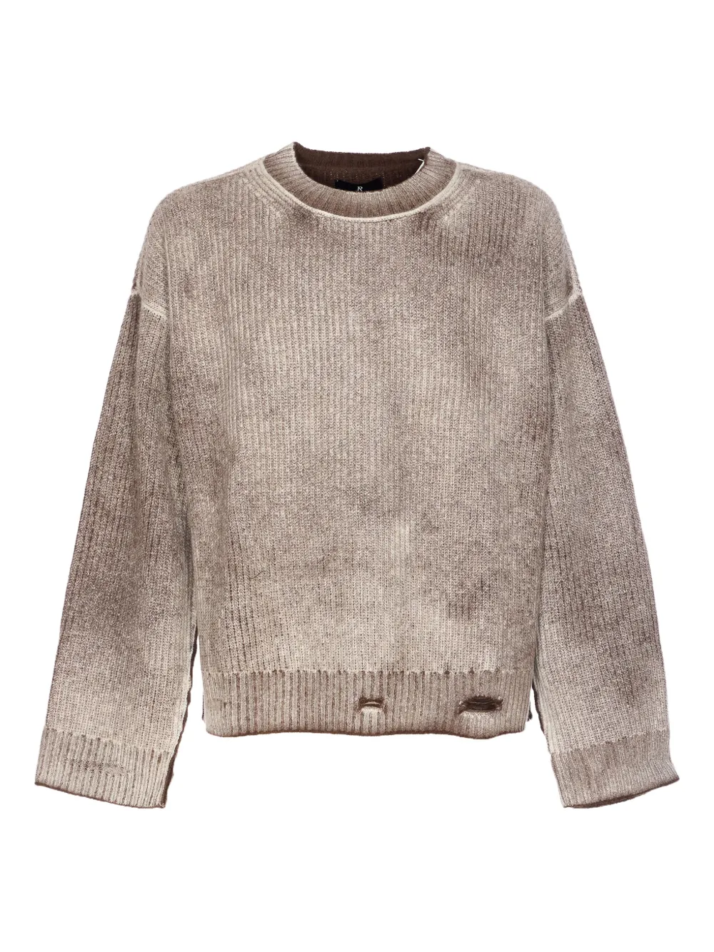 Represent Long Sleeve Crewneck Knitwear With Ribbed Texture In Brown