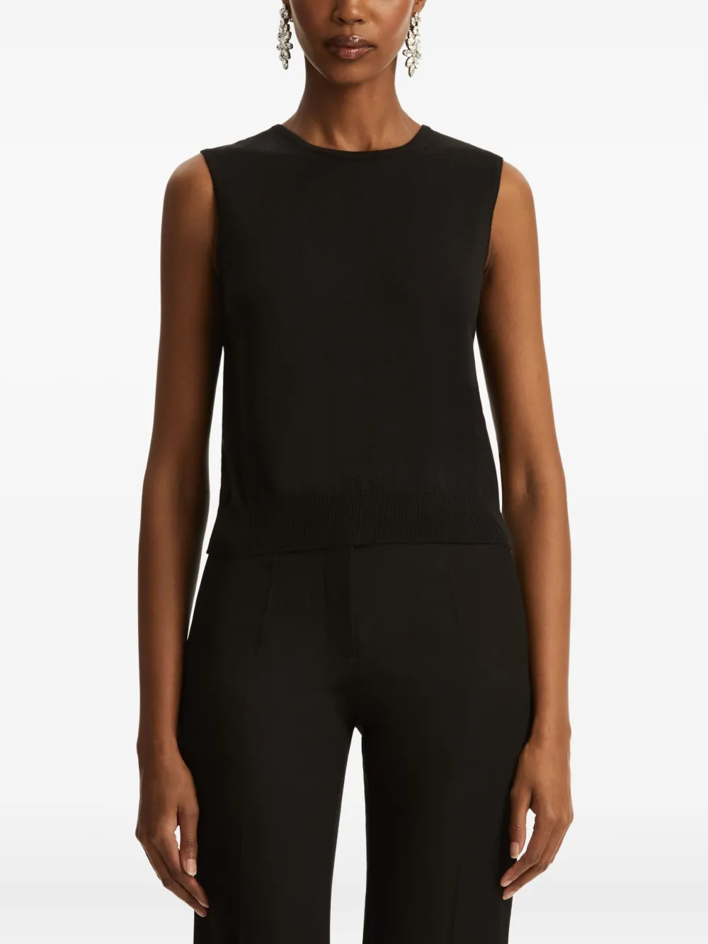 Oscar de la Renta Mouwloze top Zwart