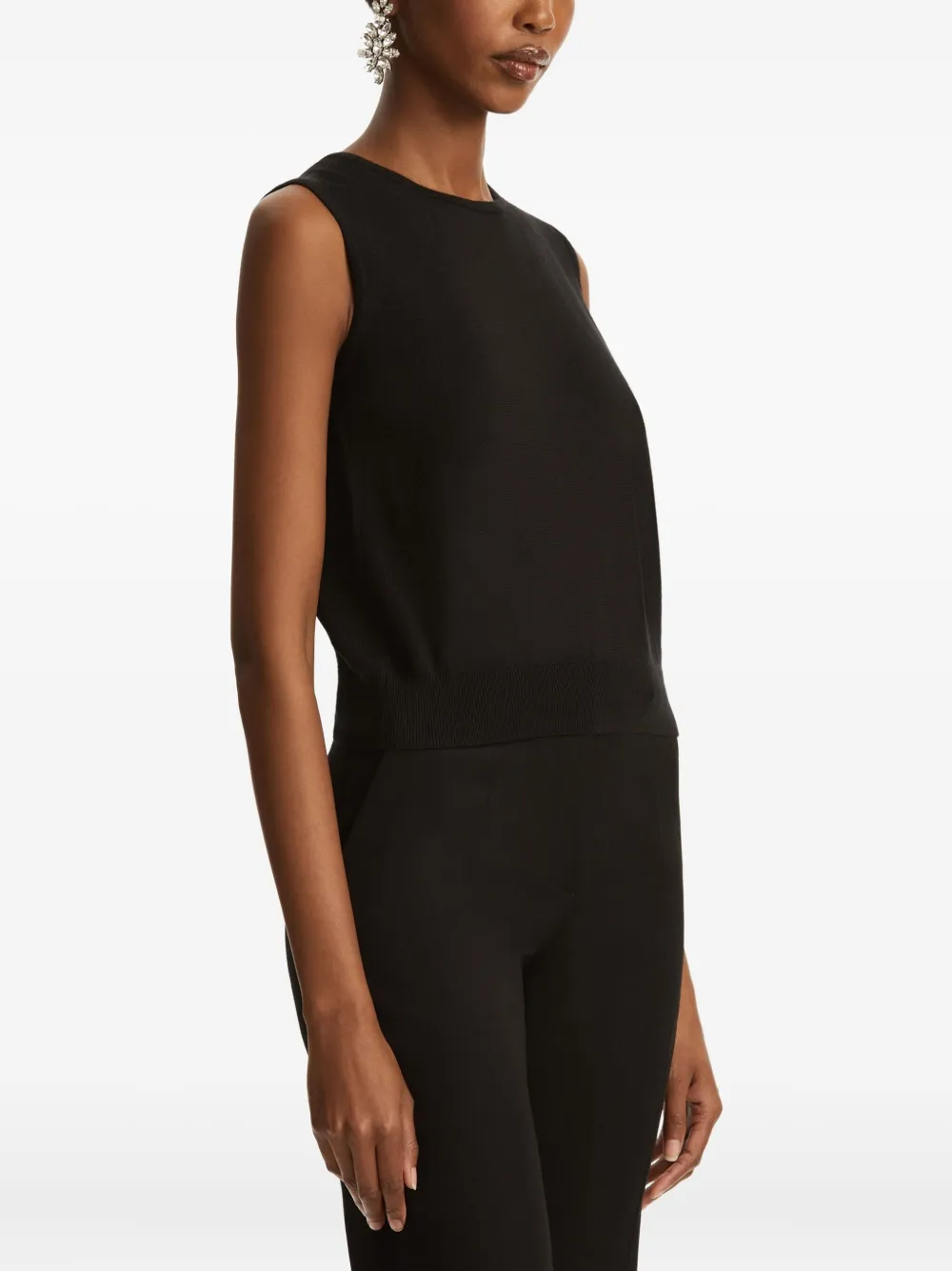 Oscar de la Renta Mouwloze top Zwart