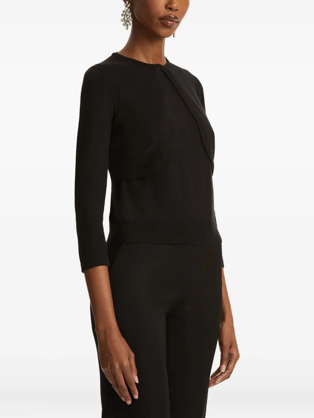 Oscar De La Renta Round-neck Bolero In Black
