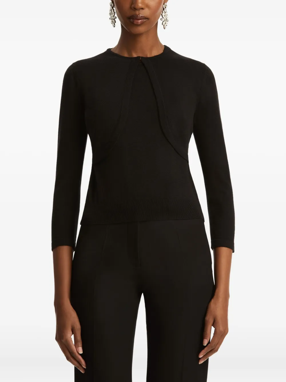 Oscar De La Renta Round-neck Bolero In Black