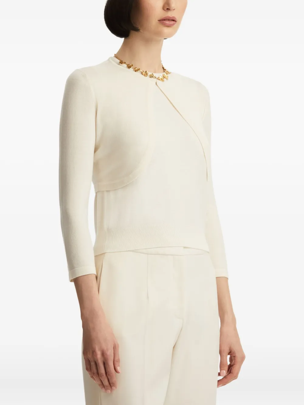 Oscar De La Renta Three-quarter Sleeves Bolero In Neutral