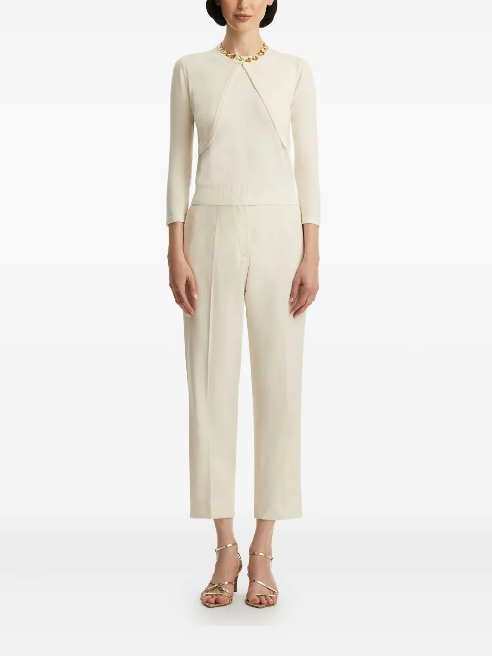 Oscar De La Renta Three-quarter Sleeves Bolero In Neutral