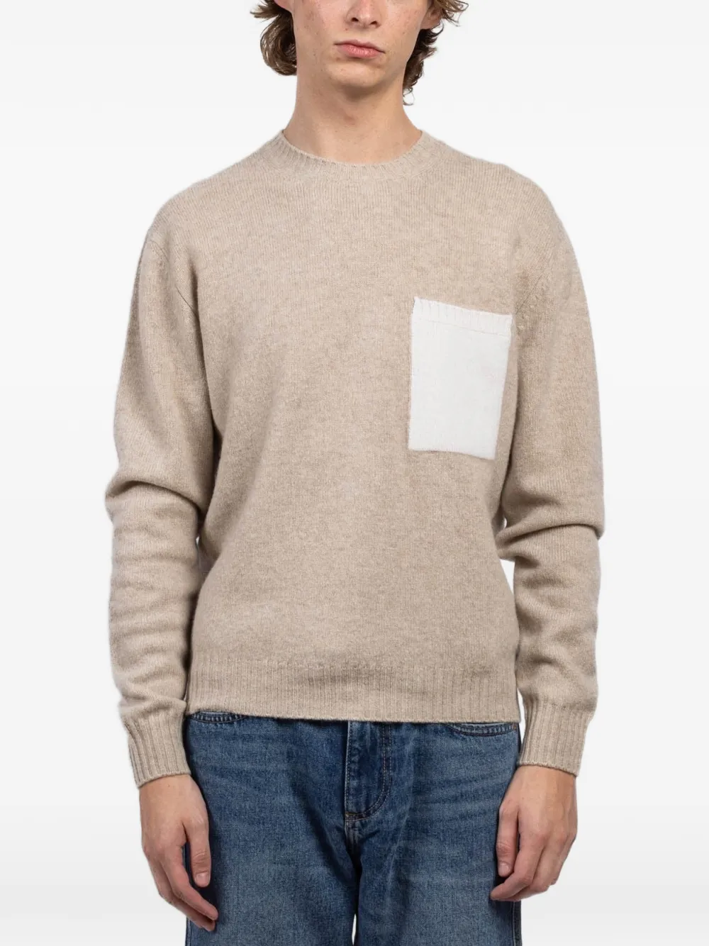 04651/TRIP IN A BAG pocket crew-neck sweater - Neutrals