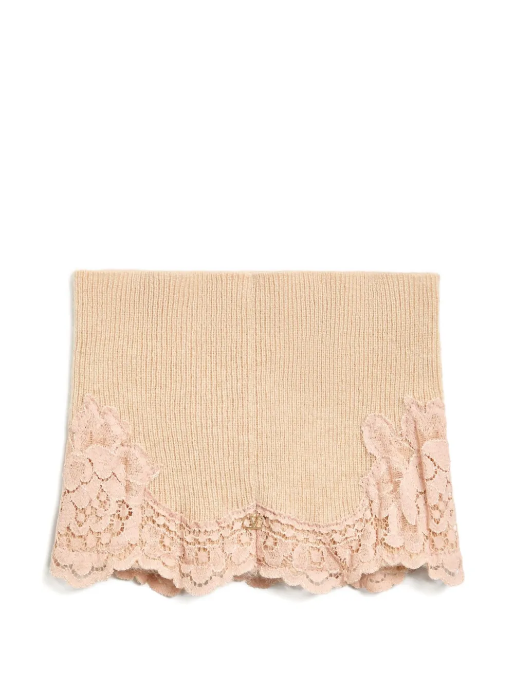 Valentino Vlogo Signature Cashmere And Lace Headband In Neutral