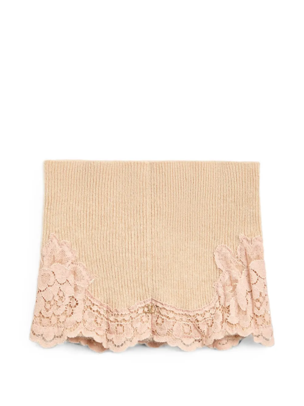 Valentino Garavani VLogo Signature haarband van kasjmier en kant Beige
