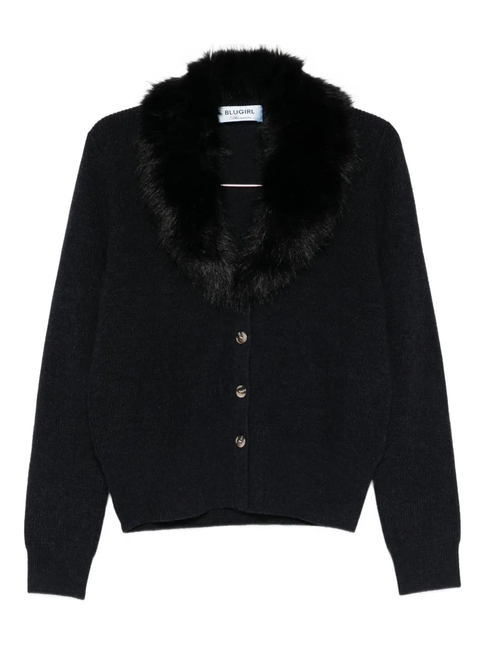 Blugirl Faux Fur-collar Cardigan In Blue