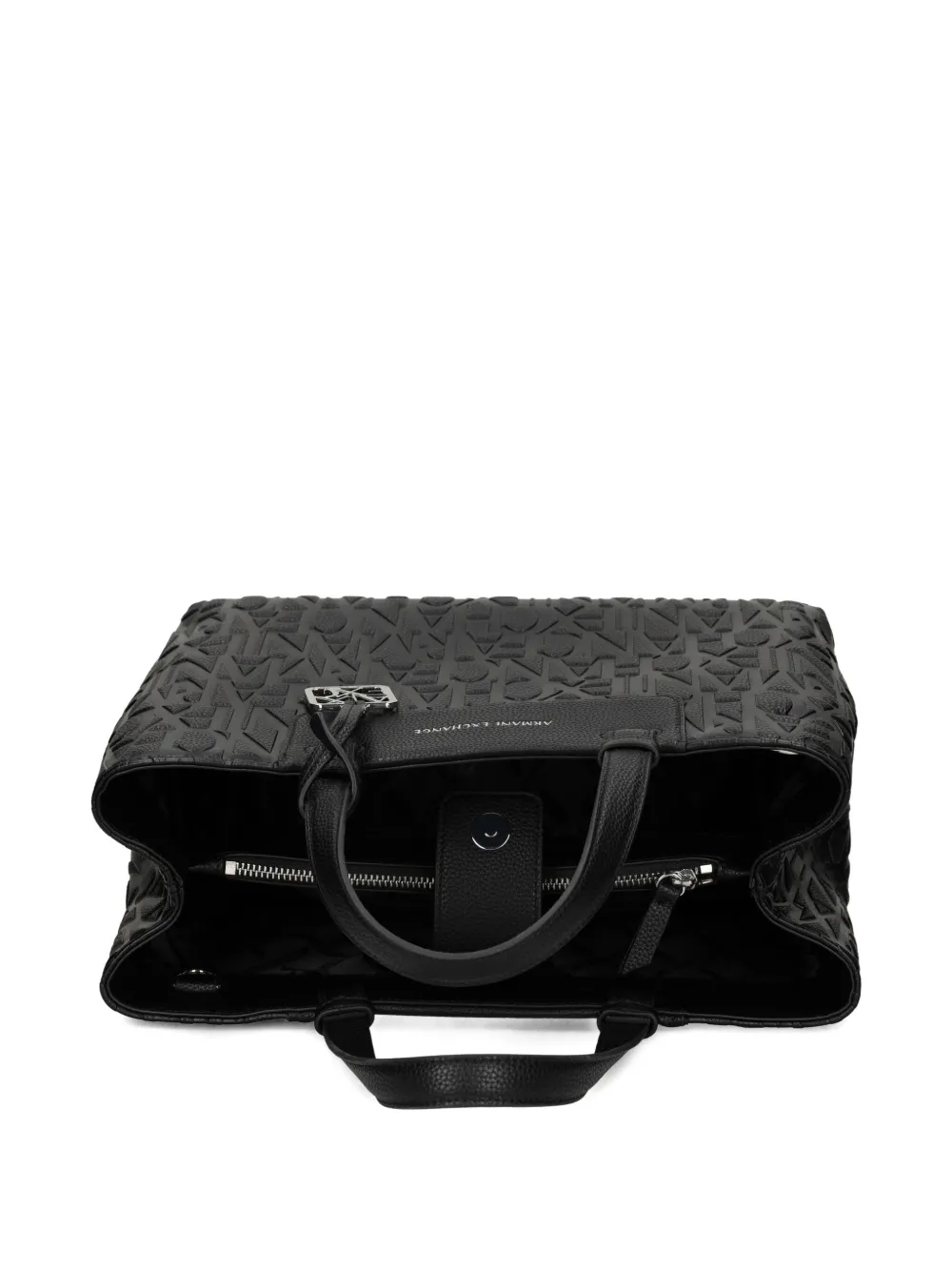 Armani Exchange Allover Logo Tote Bag In Black