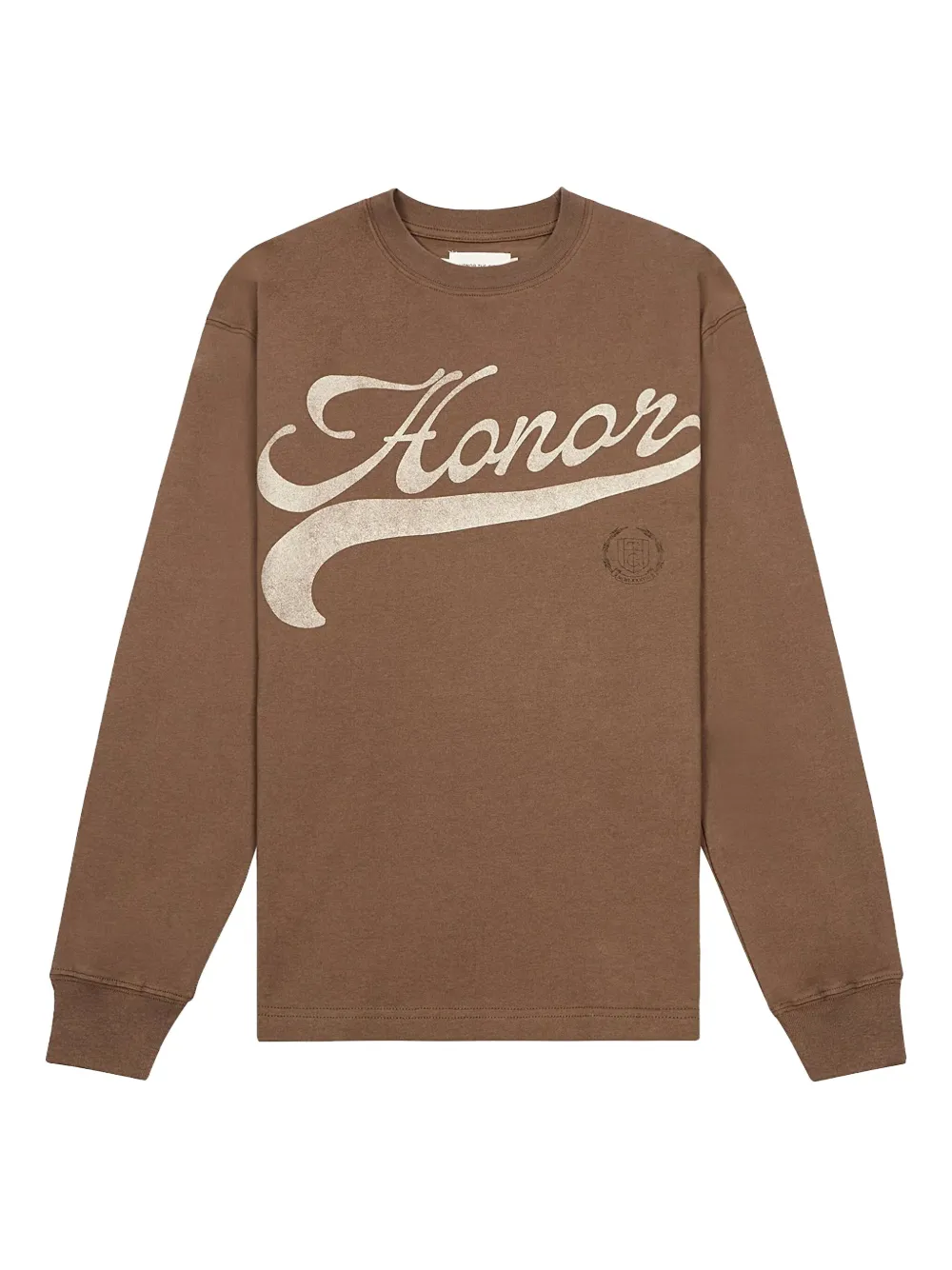 Honor The Gift Holiday Script long-sleeve T-shirt | Brown | Image 1